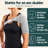 SkulderRo for en øm skulder: avlastning, støtte i bevegelse og myk komfort dag og natt.