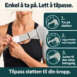 Tre på støtten, legg remmen over brystet og juster til den sitter behagelig.